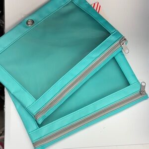 Up & Up Mesh Binder Pouch Aqua Zippered Mesh Pouches 10 inch x 7 1/4 inch bundle